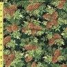 100% Cotton Fabric Timeless Treasures Christmas Pine Cones Leaves Mistletoe Xmas