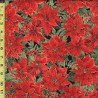 100% Cotton Fabric Timeless Treasures Christmas Poinsettia Flower Floral Leaves