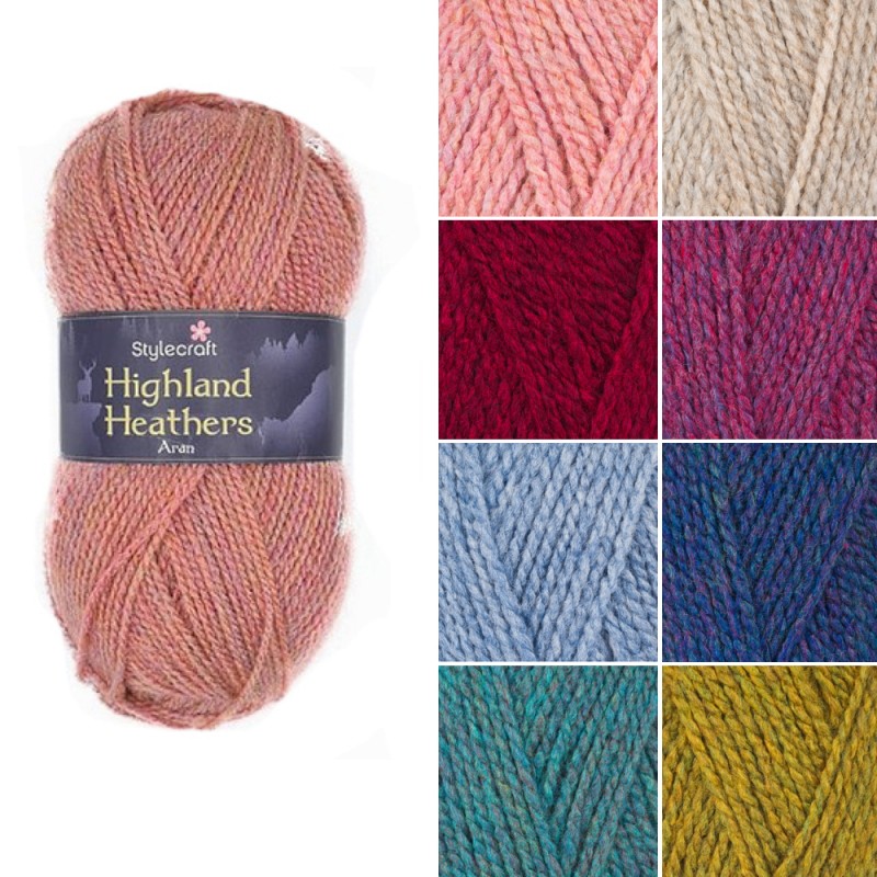 Stylecraft Highland Heathers Aran Knitting Yarn Craft Crochet Acrylic ...