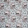 100% Cotton Digital Fabric Little Johnny Vintage Floral Skulls Halloween Flowers