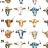 100% Cotton Digital Fabric Rose & Hubble Cow Faces Farm Animals Cows 150cm Wide