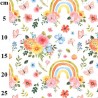 100% Cotton Digital Fabric Rose & Hubble Rainbows Flowers Floral Bouquet 150cm Wide