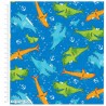 100% Cotton Fabric Happy Sharks Sea Ocean Anchors 110cm Wide