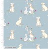 100% Cotton Fabric Pets Cats Dogs Playing In The Garden