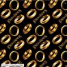 100% Cotton Fabric Lord of the Rings Tossed Gold Ring Movie Film 110cm Wide