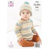 King Cole Knitting Pattern 5846 Baby Jumper Hats Knitted in Drifter Baby DK