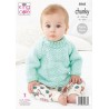 King Cole Knitting Pattern 5845 Baby Jumper Hat Throw Knitted in Comfort Chunky