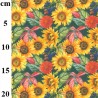 100% Cotton Digital Fabric Rose & Hubble Sunflowers Floral Flower 150cm Wide