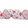 Wired Edge Ribbon 63mm Red Hearts Polka Dots Love