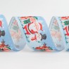 Wired Edge Ribbon 63mm Christmas Santa With Friends