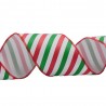 Wired Edge Ribbon 63mm Christmas Candy Stripes Festive