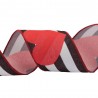 Wired Edge Ribbon 63mm Red Hearts Stripes Love