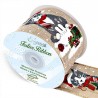 Wired Edge Ribbon 63mm Christmas Snow Cat Festive