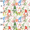 100% Cotton Digital Fabric Rose & Hubble Gnomes Garden Floral 150cm Wide