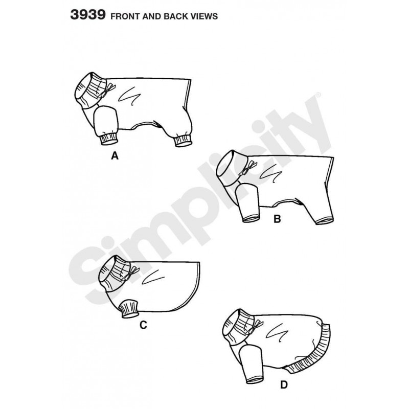 Simplicity Dog Clothes Fabric Sewing Pattern 3939