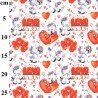 100% Cotton Digital Fabric Rose & Hubble Valentines Pony Unicorn Love Heart Balloons