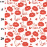 100% Cotton Digital Fabric Rose & Hubble Valentines Lips Kiss Love Hearts Heart
