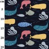 100% Cotton Poplin Fabric Rose & Hubble Sea Life Whales Fish Ocean