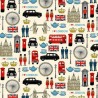 100% Cotton Fabric Makower London Icons City UK Great Britain United Kingdom