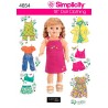 Simplicity 18 Inch Doll Clothes Craft Sewing Patterns 4654
