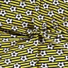 100% Cotton Poplin Fabric Footballs On Stripes Soccer 145cm Wide