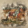 Crafty Cotton Art Linen Canvas Look Fabric Wild Horses Panel Upholstery