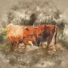 Crafty Cotton Art Linen Canvas Look Fabric Highland Cattle Panel Upholstery