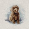 Cotton Rich Linen Look Fabric Labradoodle Dog Or Panel Upholstery