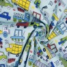 Polycotton Fabric Traffic Jam Vehicles Trucks Cars