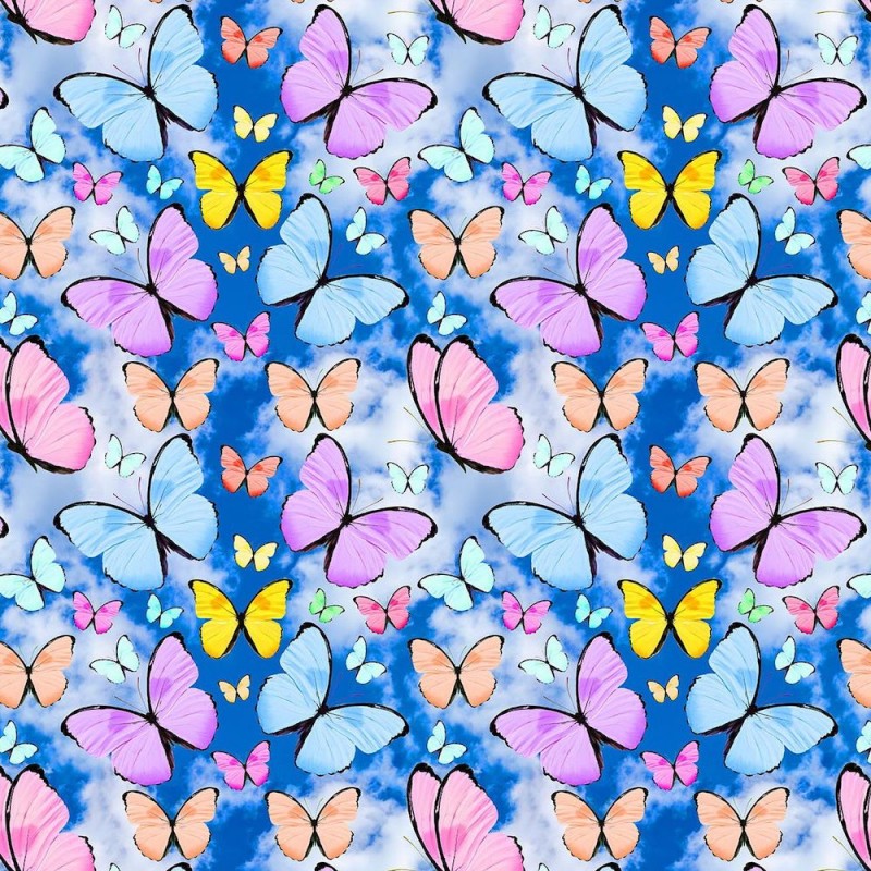 100% Cotton Digital Fabric Butterfly Flutterbies 140cm Wide
