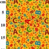 Polycotton Fabric Tossed Alphabet Letters Nursery Kids Childrens