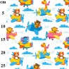 Polycotton Fabric Animals In Planes Clouds Nursery Bear Tiger