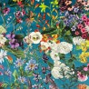 Italian Soft Plush Velvet Digital Print Fabric Summer Floral Turq 150cm Wide