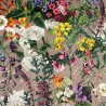 Italian Soft Plush Velvet Digital Print Fabric Summer Floral Dove 150cm Wide