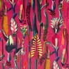 Italian Soft Plush Velvet Digital Print Fabric Botanical Hot Pink 150cm Wide