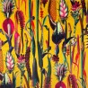 Italian Soft Plush Velvet Digital Print Fabric Botanical Ochre 150cm Wide