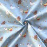 Polycotton Fabric Chicken Family Chickens Chicks Hens Farm Animals