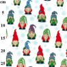 Polycotton Fabric Merry Christmas Gnomes Gonks Xmas Festive