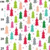Polycotton Fabric Rainbow Snowy Christmas Trees Xmas Festive