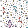 100% Cotton Digital Fabric Rose & Hubble Christmas Snowman Xmas Snowflakes Stars