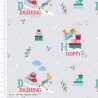 100% Digital Cotton Fabric Peter Rabbit Christmas Sleigh Xmas Festive Presents