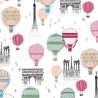 100% Cotton Fabric Paris Hot Air Balloons France Eiffel Tower