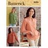 Butterick Sewing Pattern B6856 Misses Button Front Top Band Collar Front Pockets