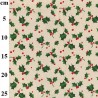100% Cotton Fabric John Louden Christmas Tossed Holly Leaves Berries Xmas