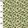 100% Cotton Fabric John Louden Christmas Bunched Holly Leaves Berry Xmas Festive