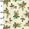 100% Cotton Fabric John Louden Christmas Holly Leaves Pine cones Xmas Festive