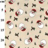 100% Cotton Fabric John Louden Christmas Tossed Santa Faces Holly Leaves Xmas
