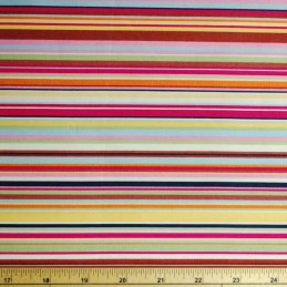 Col.2 Pink Yellow 100% Cotton Poplin Fabric Rose & Hubble Rainbow Stripes