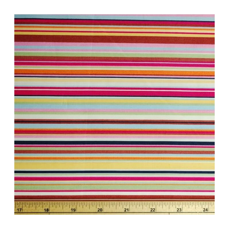 100% Cotton Poplin Fabric Rose & Hubble Rainbow Stripes