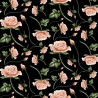 100% Cotton Fabric Nutex Botanical Garden Roses Floral Flower Stems Pastel